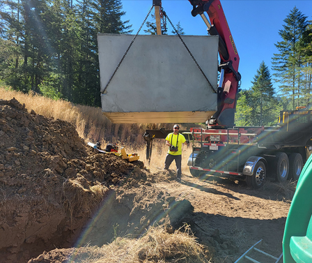 Installed advanced treatment septic system with green tanks